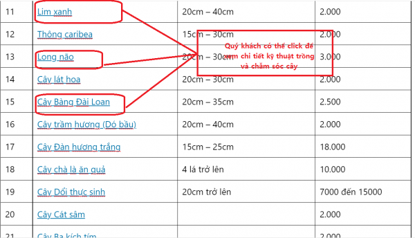 Quý khách có thể click vào bảng báo giá cây giống để xem chi tiết